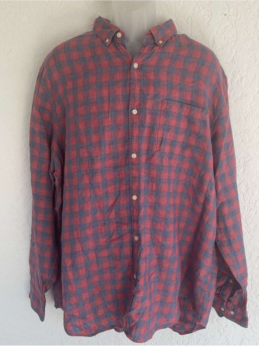 Banana Republic button up shirt lined checks plaid Camden Fit summer preppy XXL